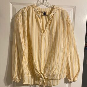 Universal Thread Yellow and White Striped Blouse